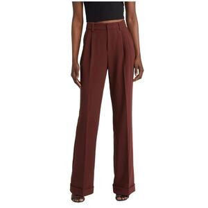 Paige Aracelli High Rise Trouser Pant Mahogany Brown Size 0 Suit Trousers NWOT